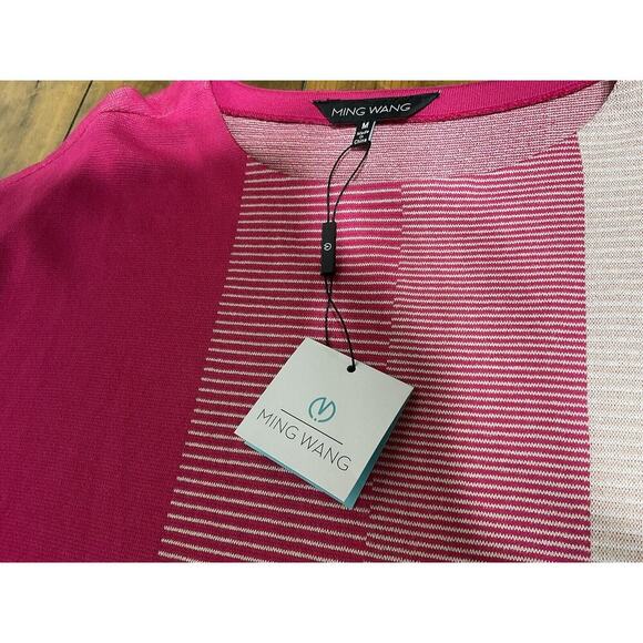 Ming Wang Mélange Colorblock Knit Shift Minidress Size Medium NWT - Picture 4 of 8